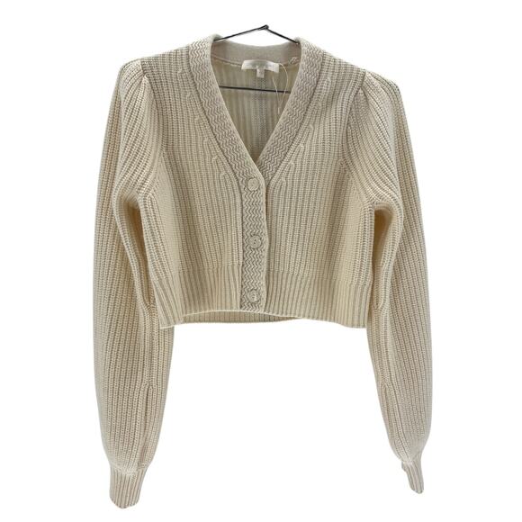 LoveShackFancy Sweaters - Loveshackfancy Cropped Beige Avignon Size XS Wool Cashmere Blend Cardigan